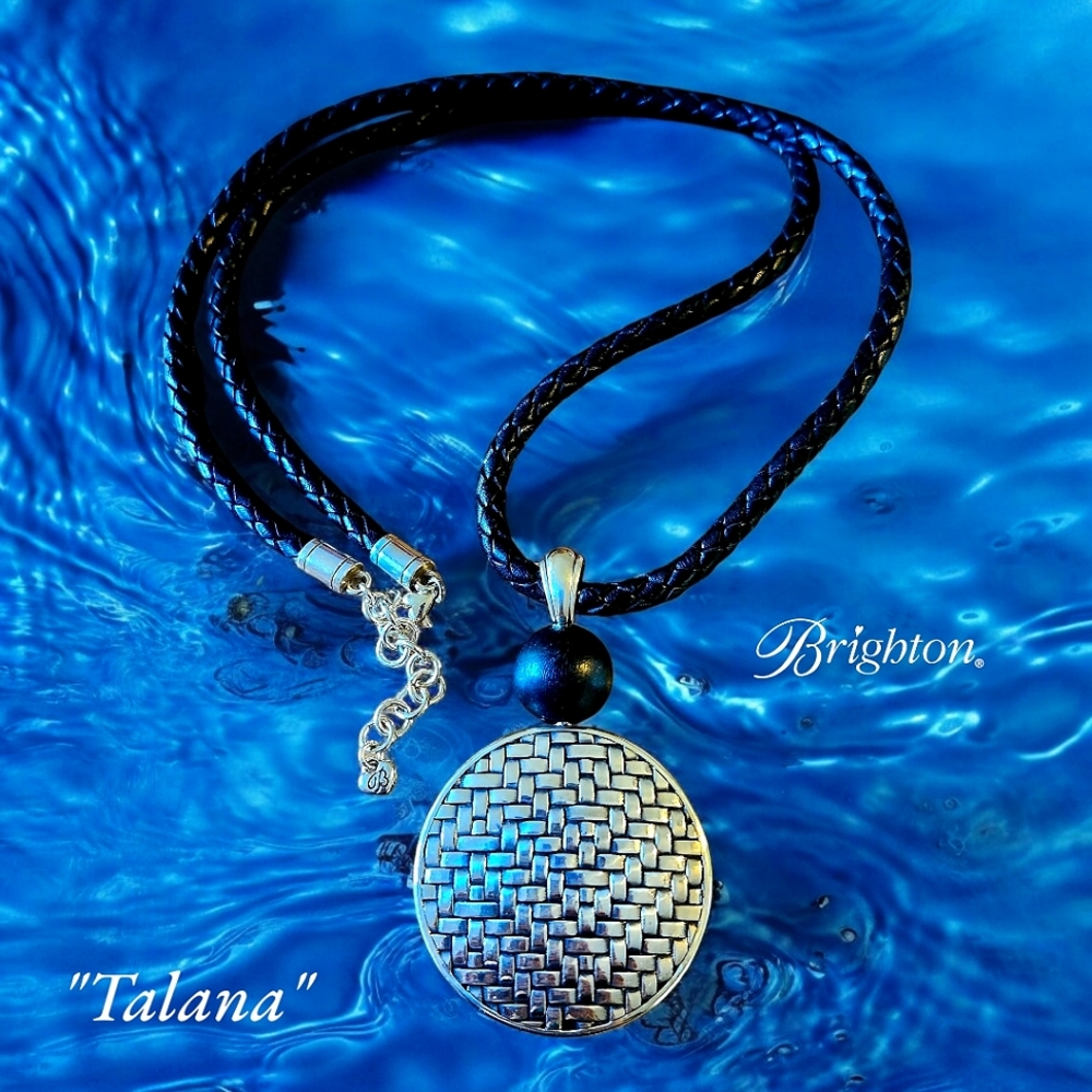 BRIGHTON "Talana" Vintage Silver Weave Medallion Pendant Necklace